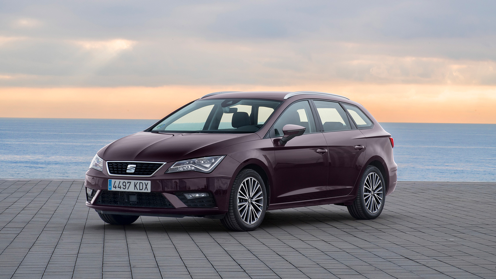 SEAT Leon parked with sea behind