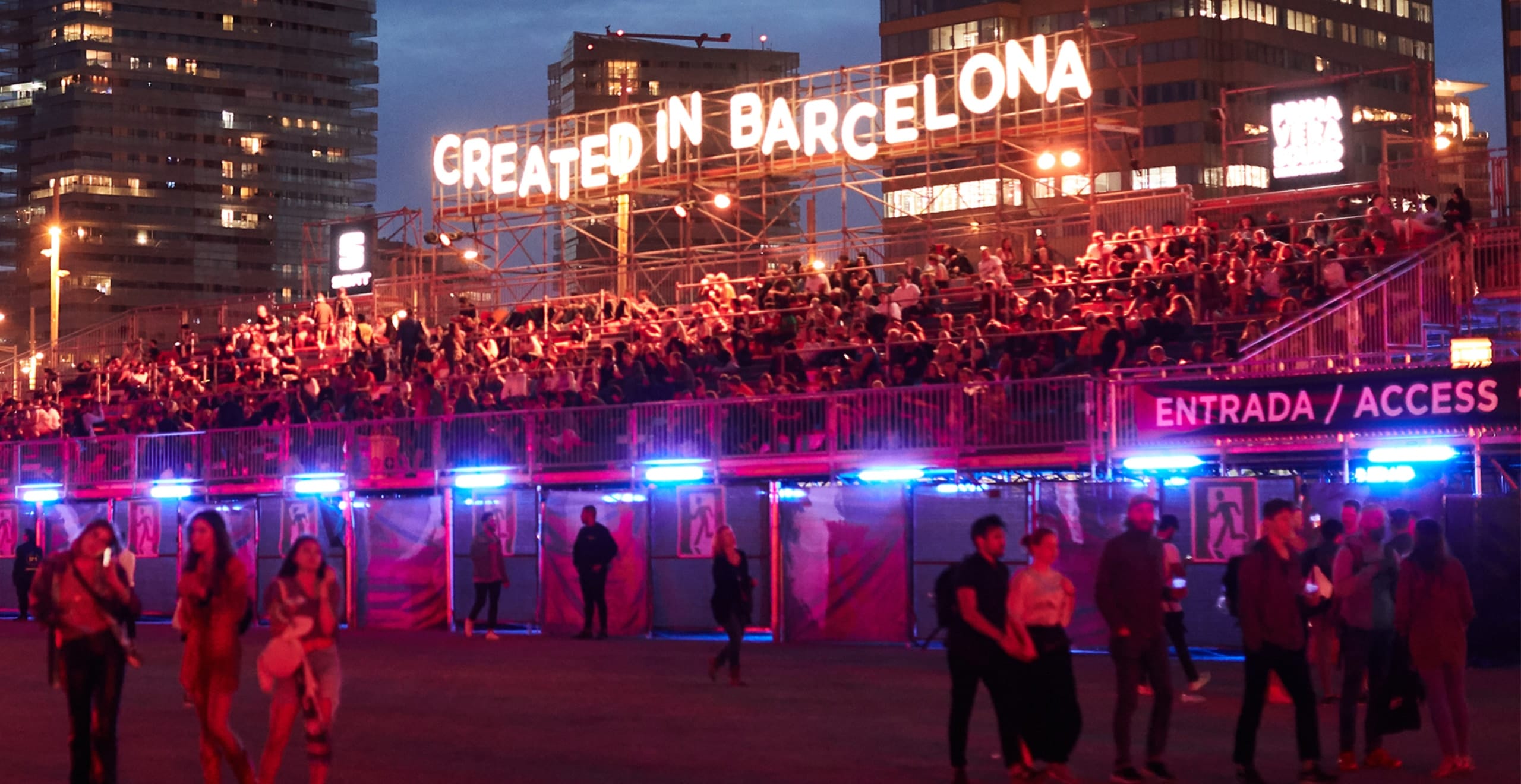 Primavera Sound sponsored by SEAT – Created in Barcelona sign at the music festival
